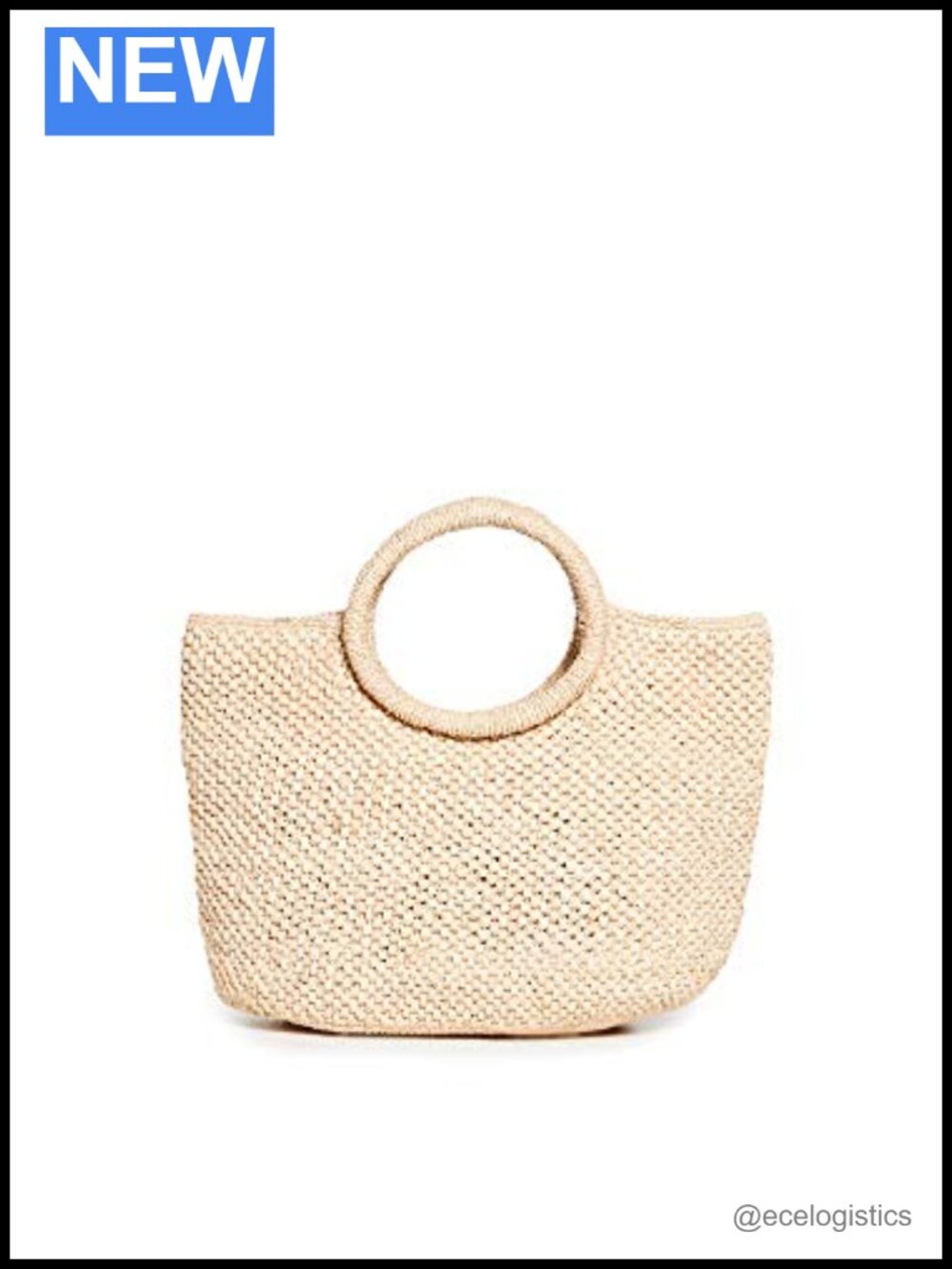 Raffia Top-Handle Tote Bag with Ring Handles